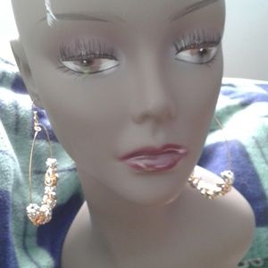 NWT.  Large hoop earrings gold & sparkling beads